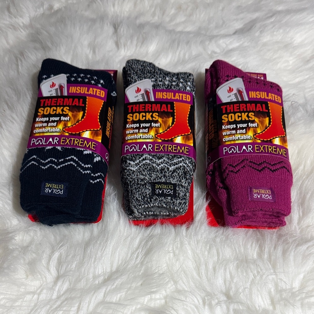 Polar Extreme Insulated Women's Thermal Socks - Navy, Gray, and Pink